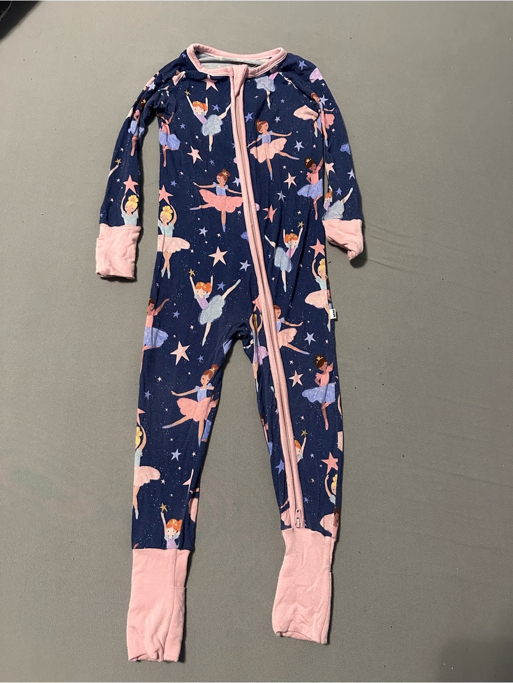 Little Sleepies Navy and Pink Ballerina Footed Pajama One-Piece